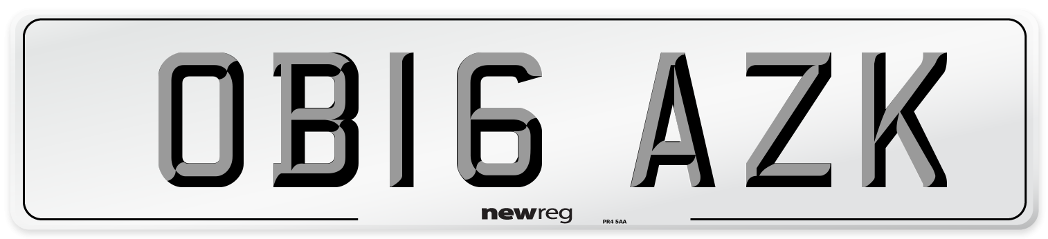 OB16 AZK Number Plate from New Reg